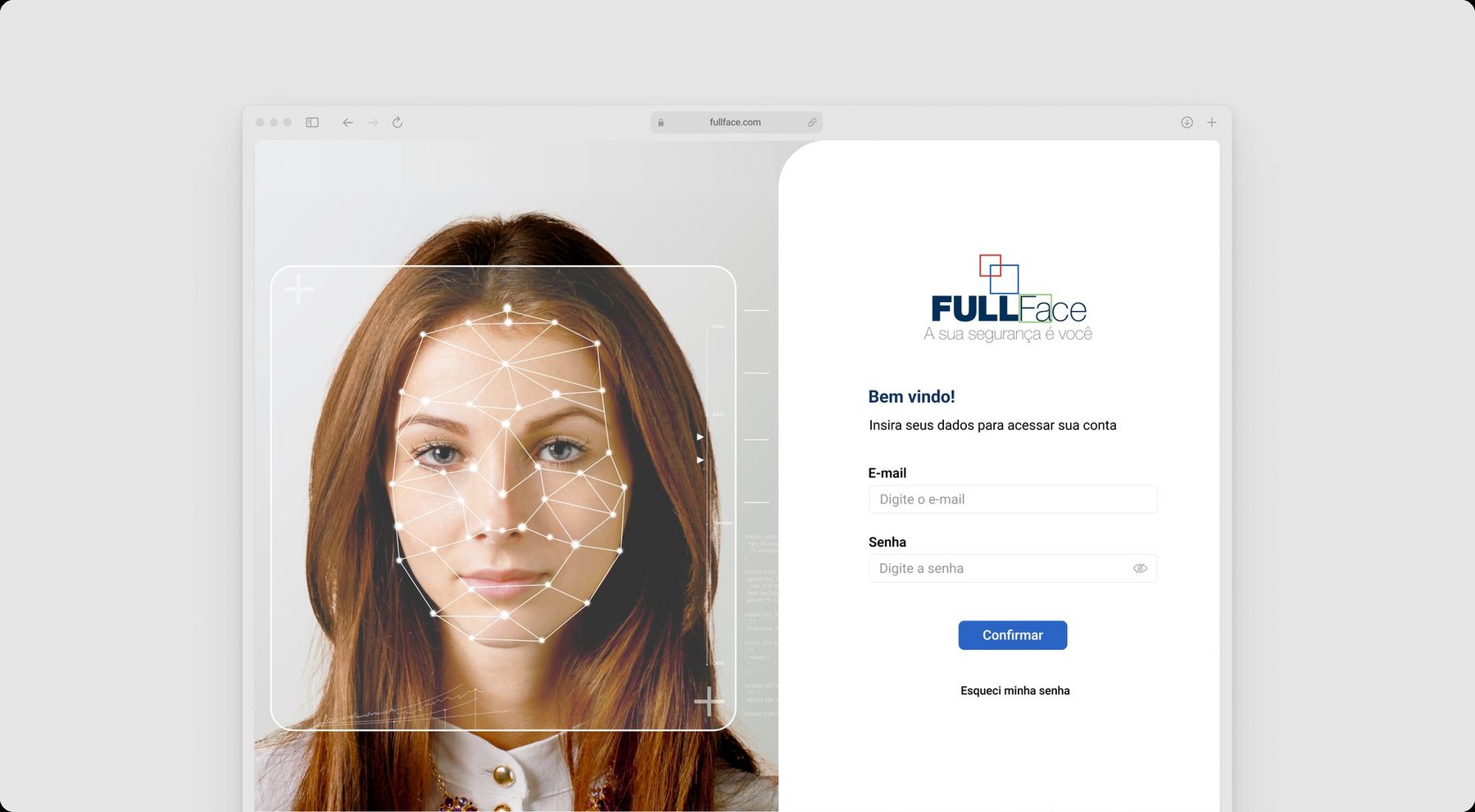 Tela de login da FullFace com reconhecimento facial