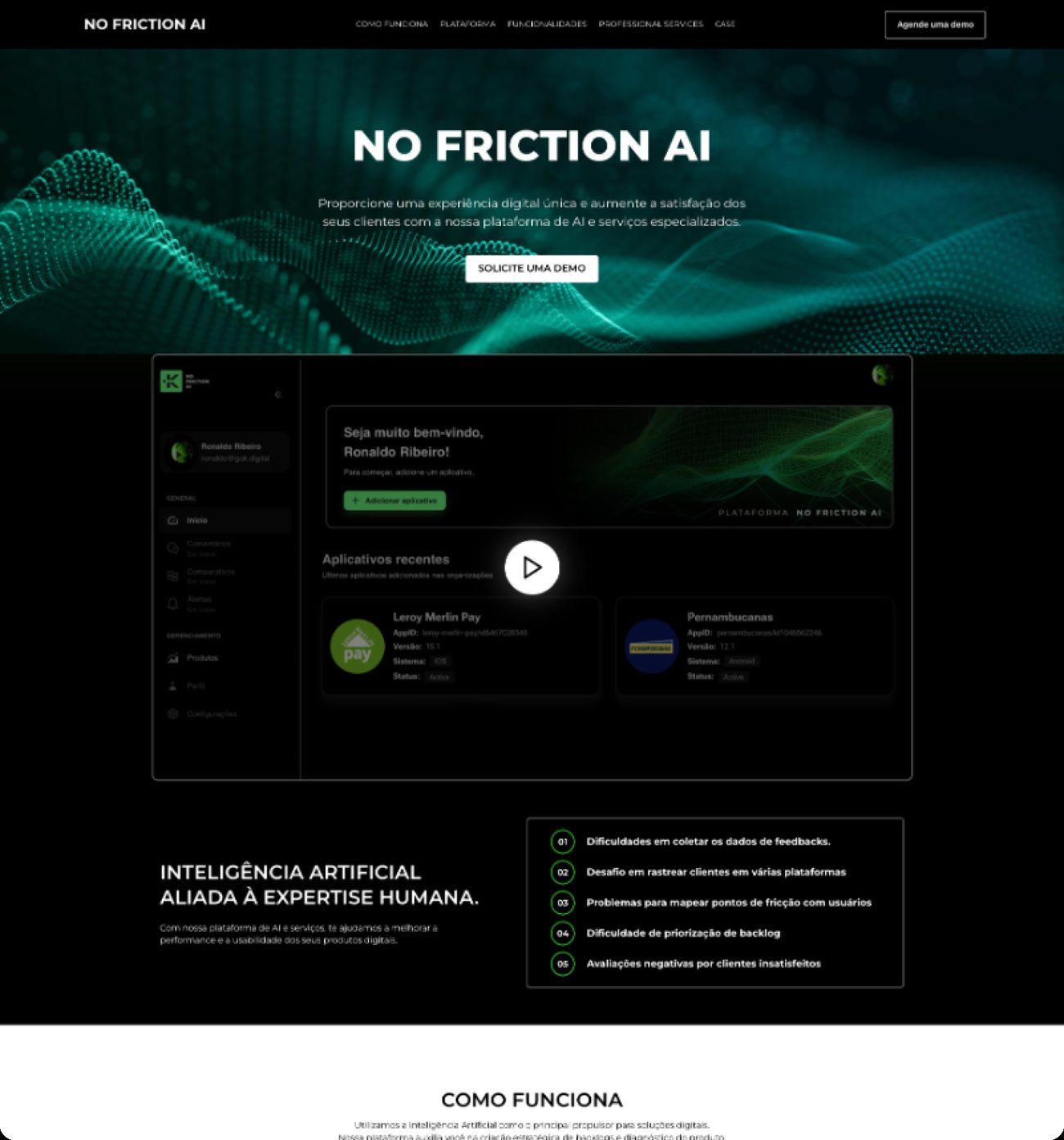 Landing page do No Friction AI