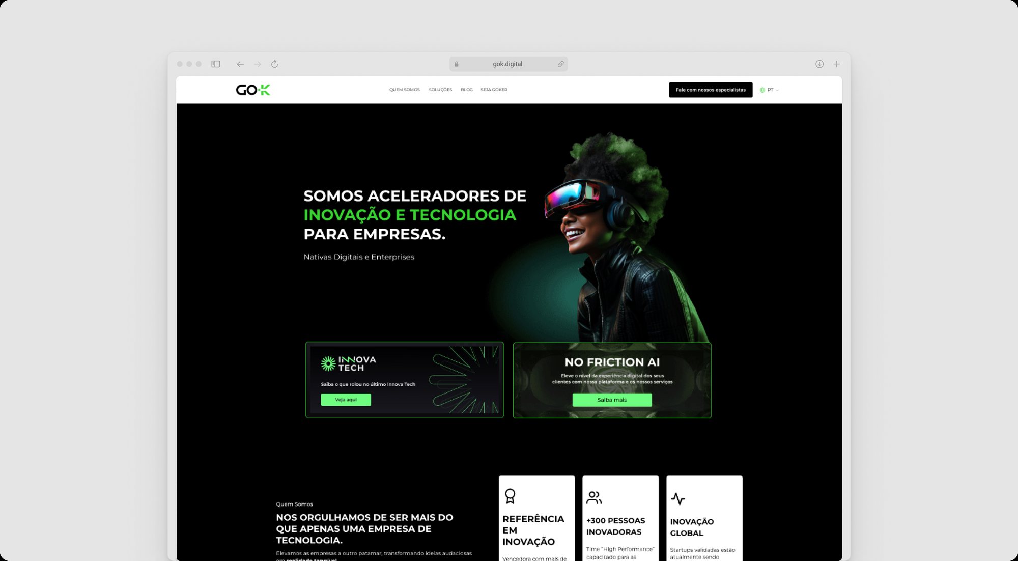 Home do novo site da GOK Digital
