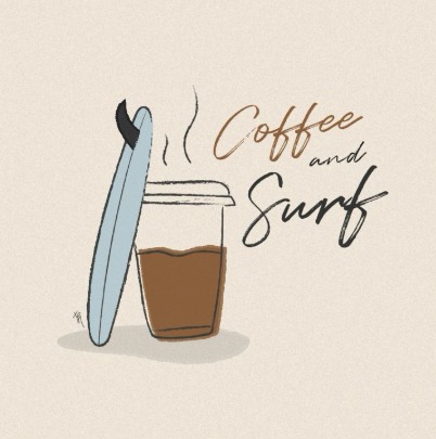 Ilustração de Thayná Rossoni: Coffee and surf